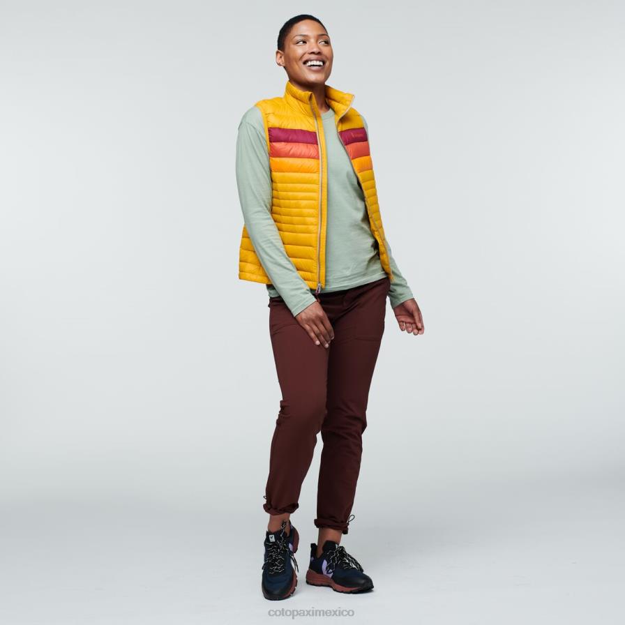 ropa rayas ambarinas mujer T2L0H43 Cotopaxi chaleco de plumas fuego