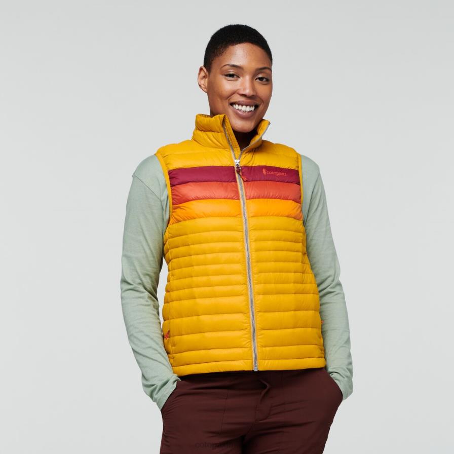 ropa rayas ambarinas mujer T2L0H43 Cotopaxi chaleco de plumas fuego